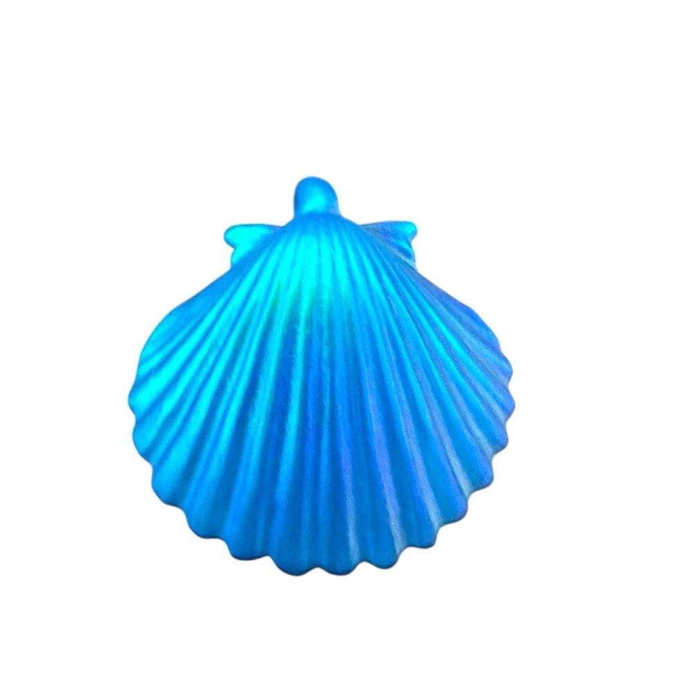 New Electric Blue Scallop Signed LE Pâté de Verre Glass Pendant Gregory Burgard - Picture 8 of 10